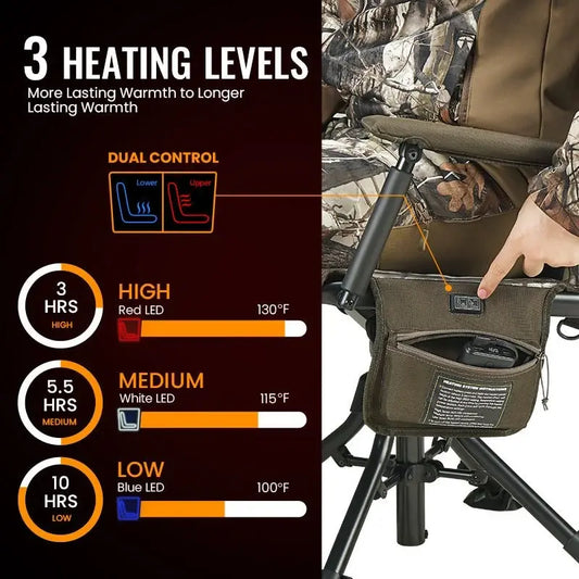 Heated Hunting Chair with 360° Swivel & Adjustable Height