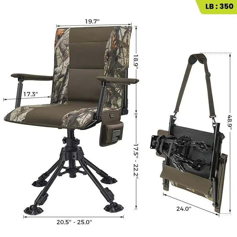 Heated Hunting Chair with 360° Swivel & Adjustable Height