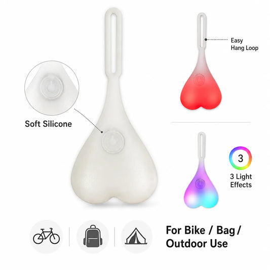 Heart-Shaped LED Light with Silicone Clip